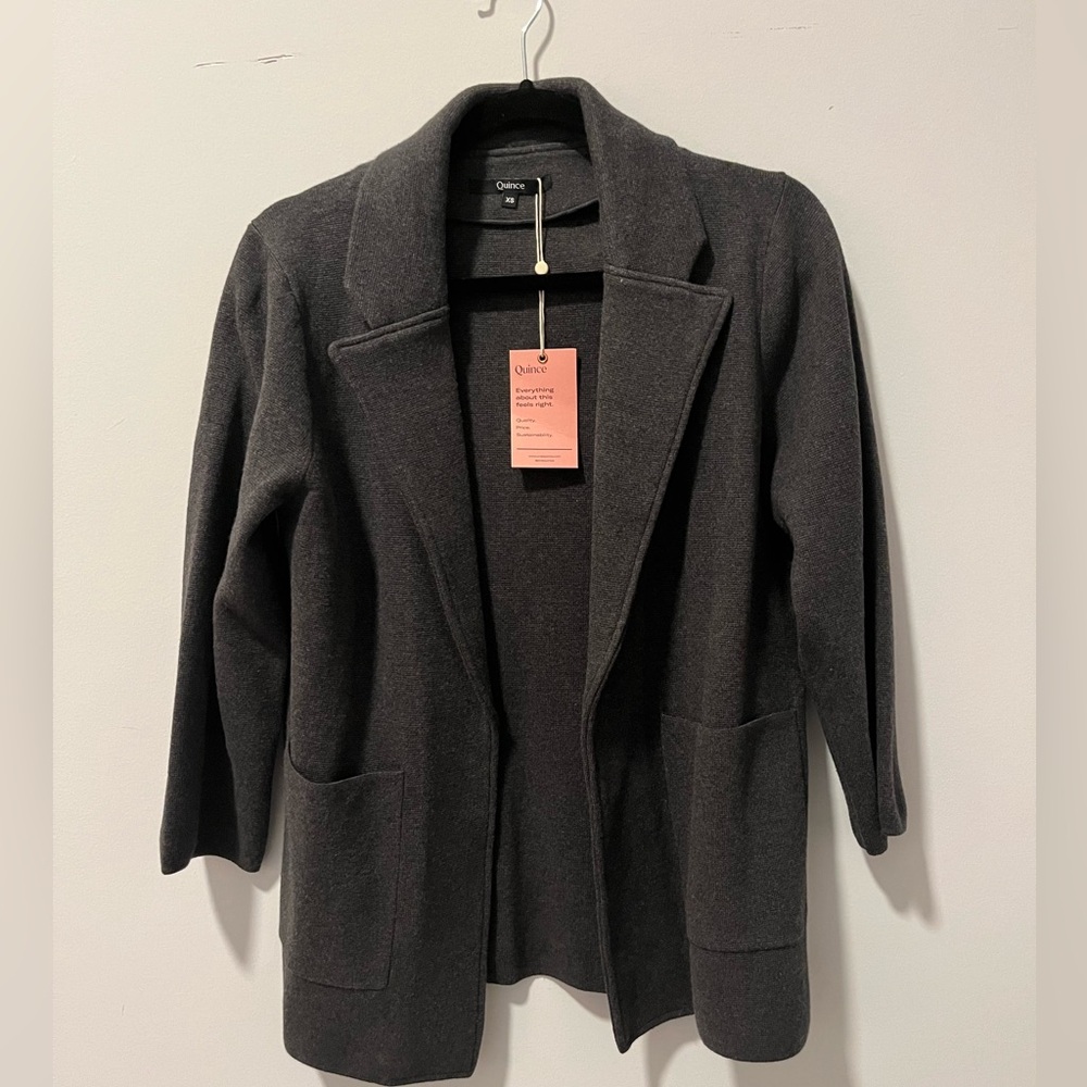 Quince knit blazer size XS NWT charcoal grey
